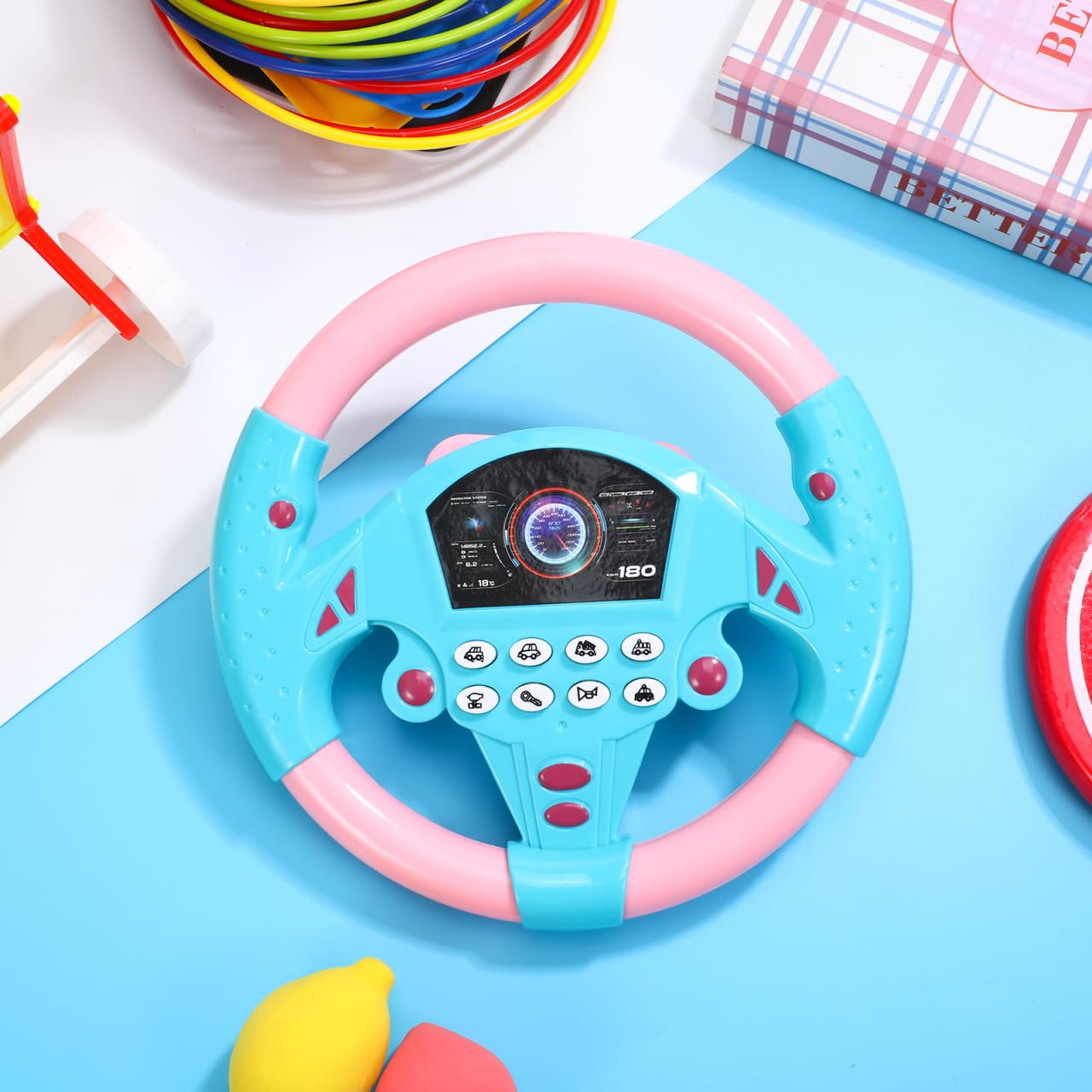 TOYANDONA Steering Wheel Toy Plastic Toy Steering Wheel for Kids Simulated Driving Controller with Light and Music Electric Soun