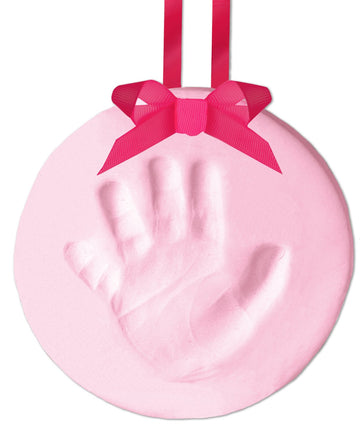 Tiny Ideas Diy Baby'S Print Handprint Or Footprint Keepsake No Bake Ornament With Ribbon, Baby Girl Nursery D  Cor, Pink