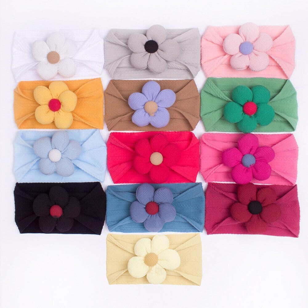 6 Pcs Flowers Floral Headband Nylon Headwear Elastic Adjustable Head Piece Hair Bands For Toddler And Childrens (Color 6)