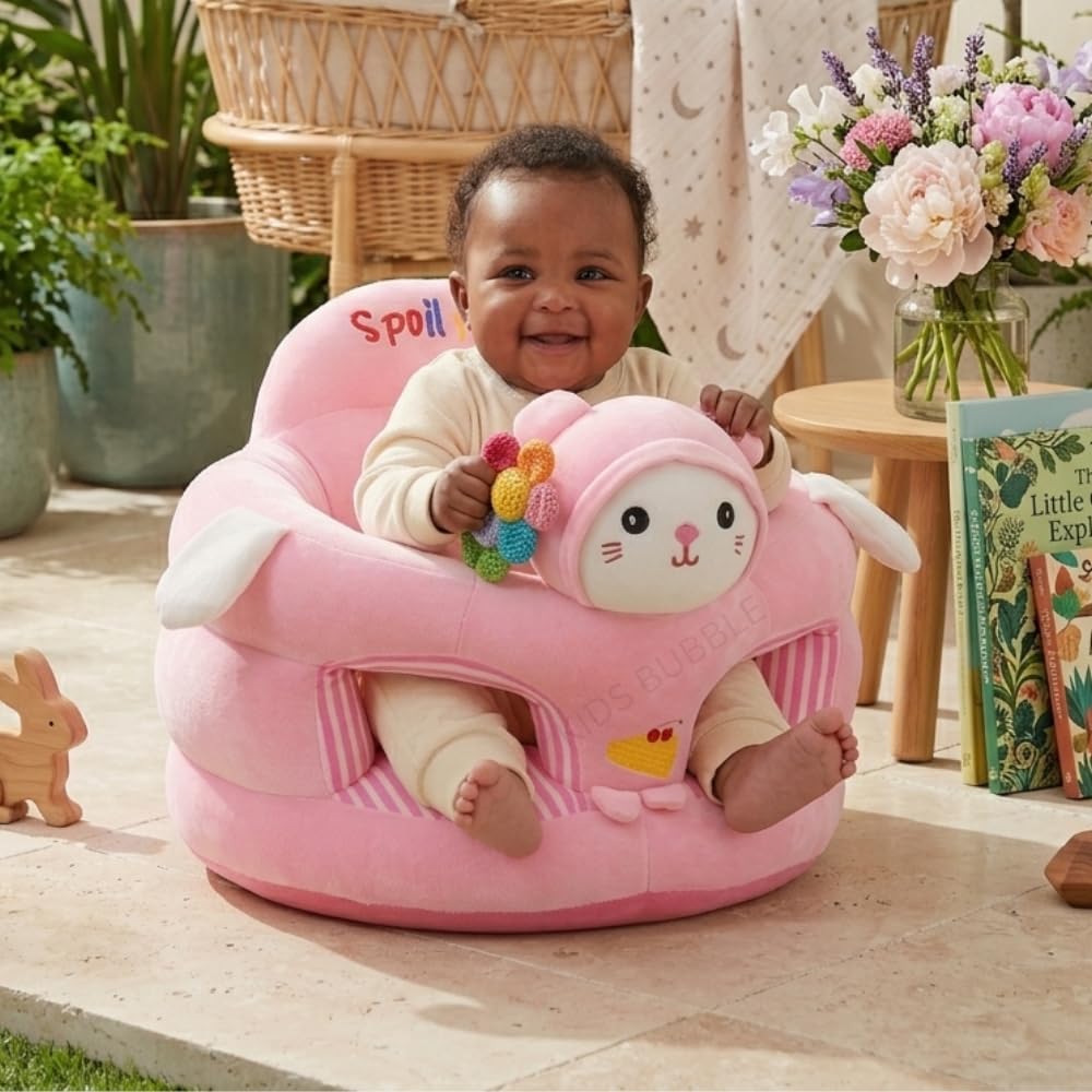 Small Baby/Toddlers Plush Cushion 1 Seater Sofa Seat | Baby Sofa Seater For Sitting, Grey (Ky_P_Sofa)