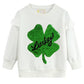 Little Hand Baby Girls Pullover Sweatshirts Toddler Flip Sequin Four Leaf Shamrock Shirts Long Sleeve Kids Clover Tops For 2T 3T