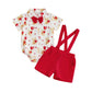 Beautooly Baby Boy Valentines Day Outfit Cute Heart Short Sleeve Bowtie Romper and Suspender Shorts Infant Spring Clothes (Red, 
