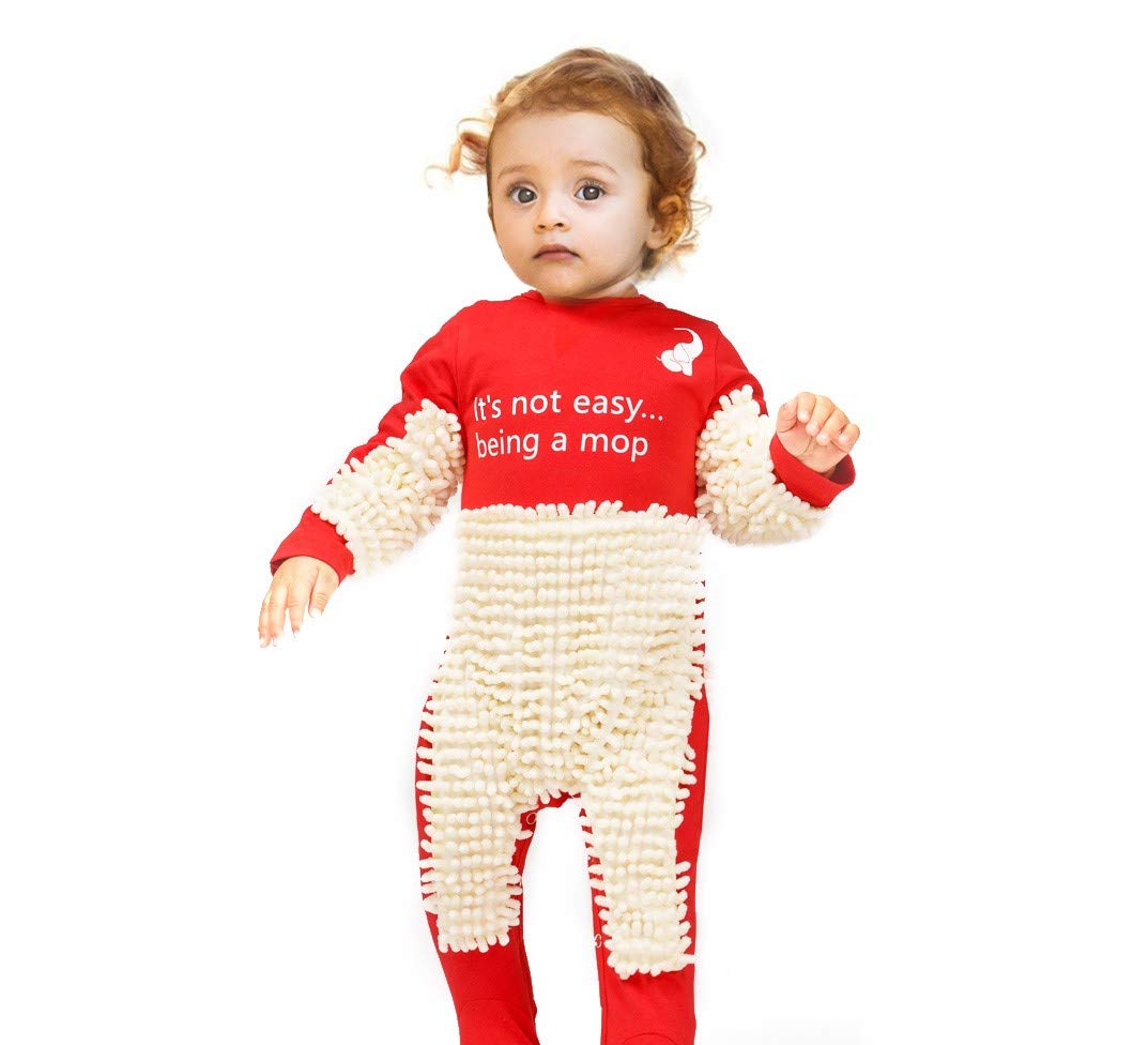 Cute Baby Mop Onesie - Funny And Functional, Perfect As A Long Sleeve Romper For Your Crawling Baby And For Use As An Everyday B