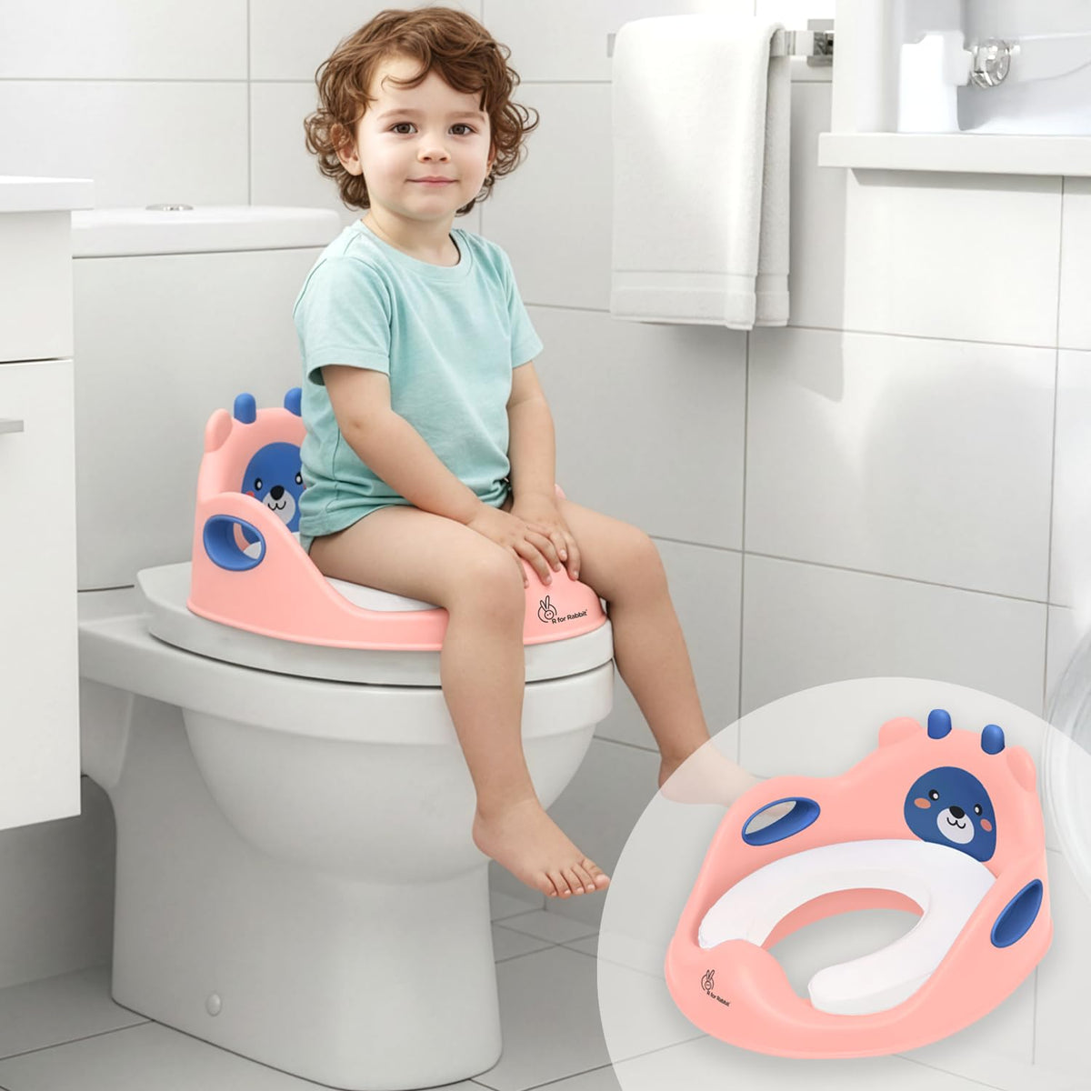 R For Rabbit Minimo Teddy Potty Seat For Kids Anti Slip & Bpa Free With Soft Cushion, Universal Fit Portable Potty Training Seat