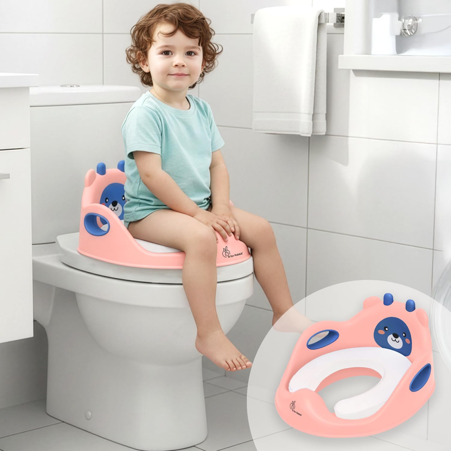 R For Rabbit Minimo Teddy Potty Seat For Kids Anti Slip & Bpa Free With Soft Cushion, Universal Fit Portable Potty Training Seat