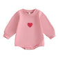 Fiomva Baby Girl Valentines Day Outfit Infant Bubble Romper Sweatshirt Newborn Sweater Top Toddler Fall Winter Clothes (A Embroi