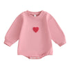 Fiomva Baby Girl Valentines Day Outfit Infant Bubble Romper Sweatshirt Newborn Sweater Top Toddler Fall Winter Clothes (A Embroi
