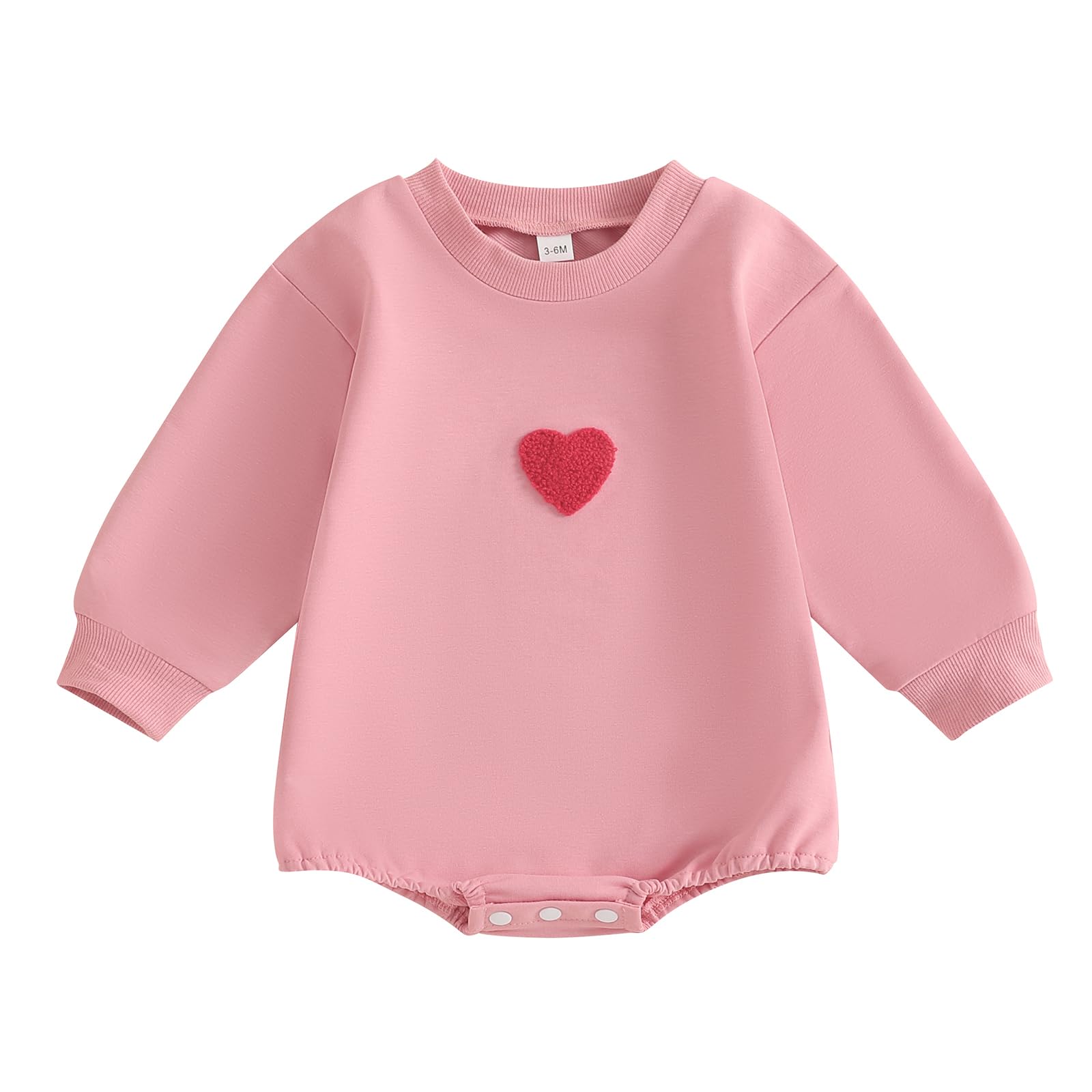 Fiomva Baby Girl Valentines Day Outfit Infant Bubble Romper Sweatshirt Newborn Sweater Top Toddler Fall Winter Clothes (A Embroi