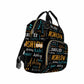 Personalized Diaper Backpack For Women, Custom Name Black Diaper Bag Baby Nappy Bag Fashion Shoulder Bag Casual Daypack Bag For