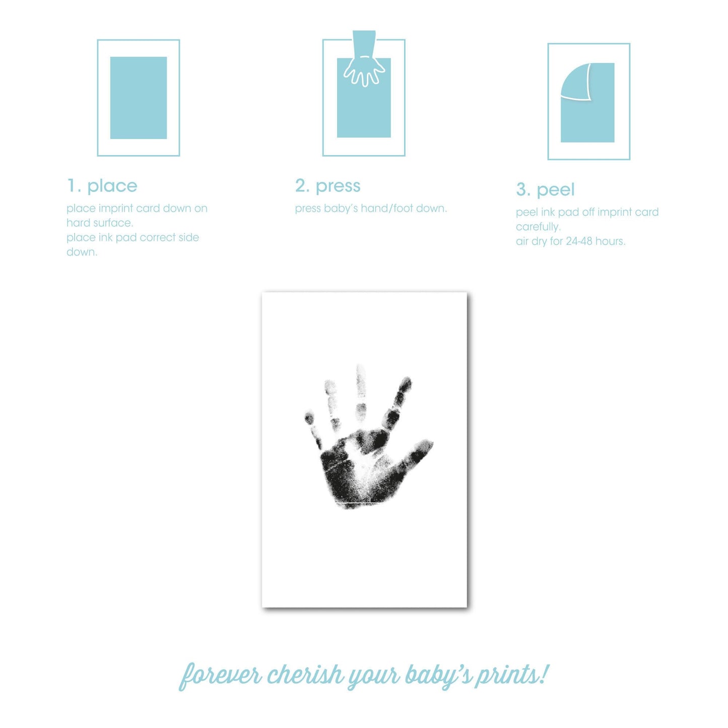 Little Pear Clean-Touch Babyprint Ink Pad, No Touch Ink Pad For Baby, Handprint Or Footprint Keepsake, Black Ink
