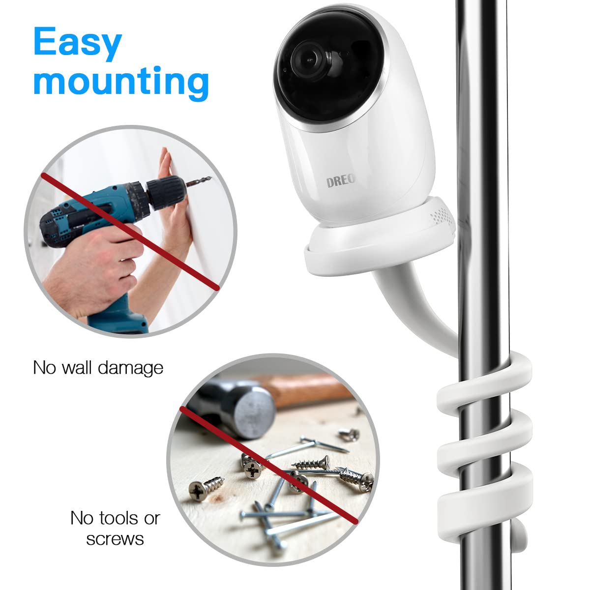 Aobelieve Flexible Twist Mount For Dreo Baby Monitor, White