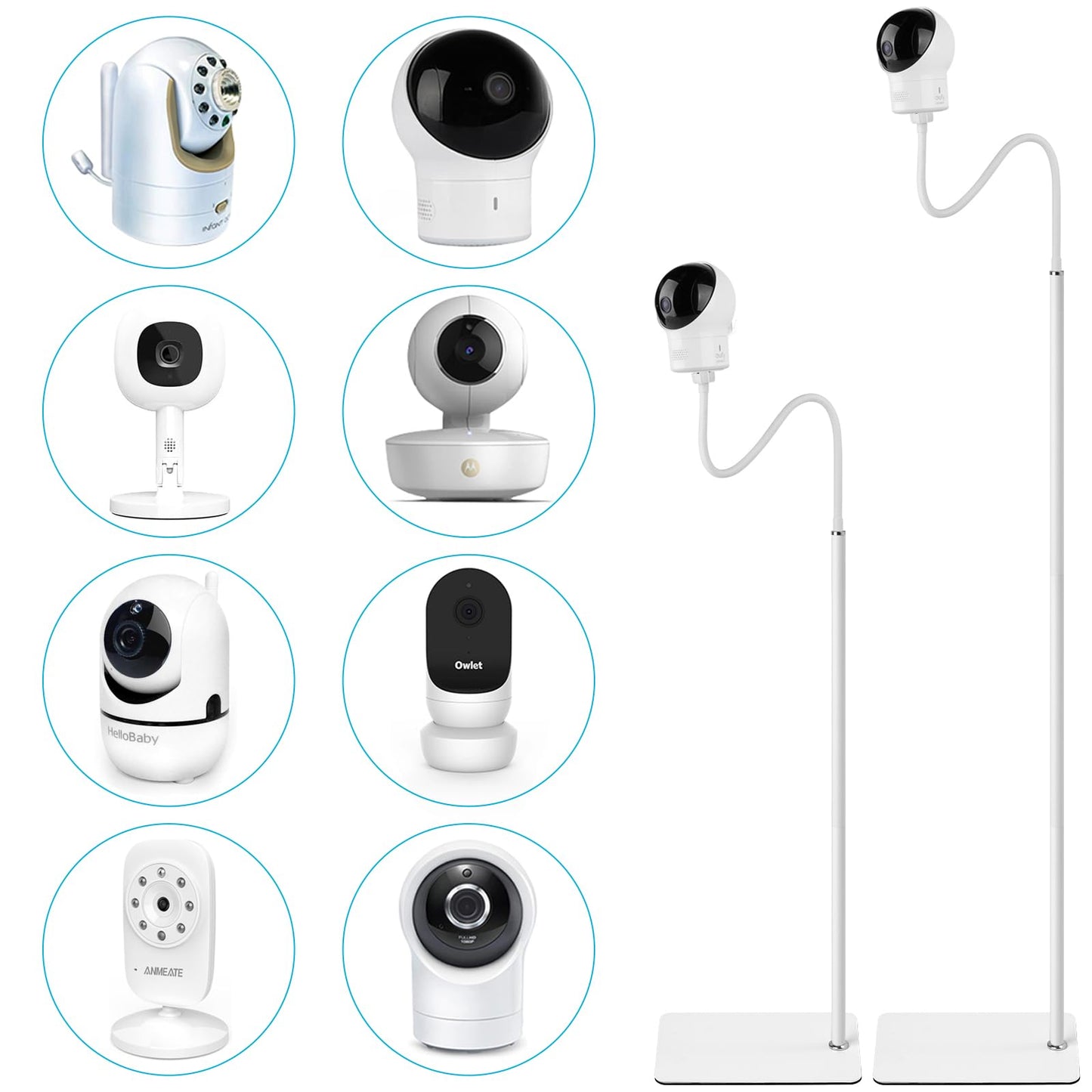 68.8 Adjustable Height Baby Monitor Floor Stand Holder for Owlet,Infant Optics DXR-8 Pro,Eufy Spaceview/Spaceview Pro/Spaceview 