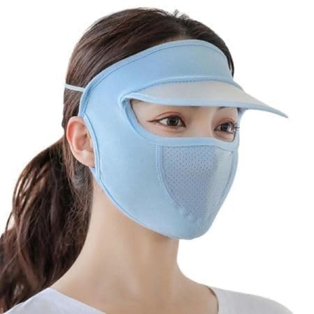 Hatanu Mall Full Face Mask With Eye Protector For Women Uv Protection Thin,Sun Shade Hats For Women Ponytail Summer Cycling Outd