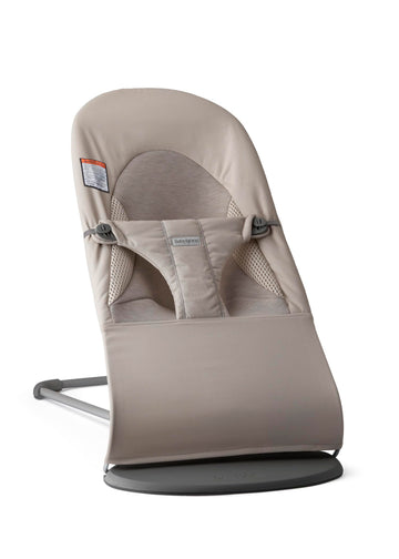 BabyBjrn Bouncer Balance Soft, Tri-Fabric, Sand Grey | 2-in-1 Adjustable Baby Bouncer Seat and Toddler Chair, Newborn to Toddler