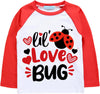 Love Bug Shirt For Girls Valentines Day Tee Long Sleeves Kids Ladybug Tops Cotton 7 Years