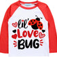 Girls Valentines Tee Love Bug Shirt For Kids Long Sleeves Ladybug T-Shirt Cotton Crew Neck 6 Years