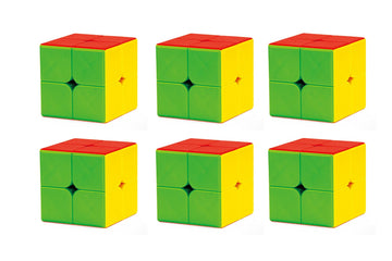 Speed Cube 2x2 Set of 6 Pack, Stickerless, Anti-POP Structure Speed Cubes, Party Toys Puzzle Cubes for Kids, All Ages, Suitable 
