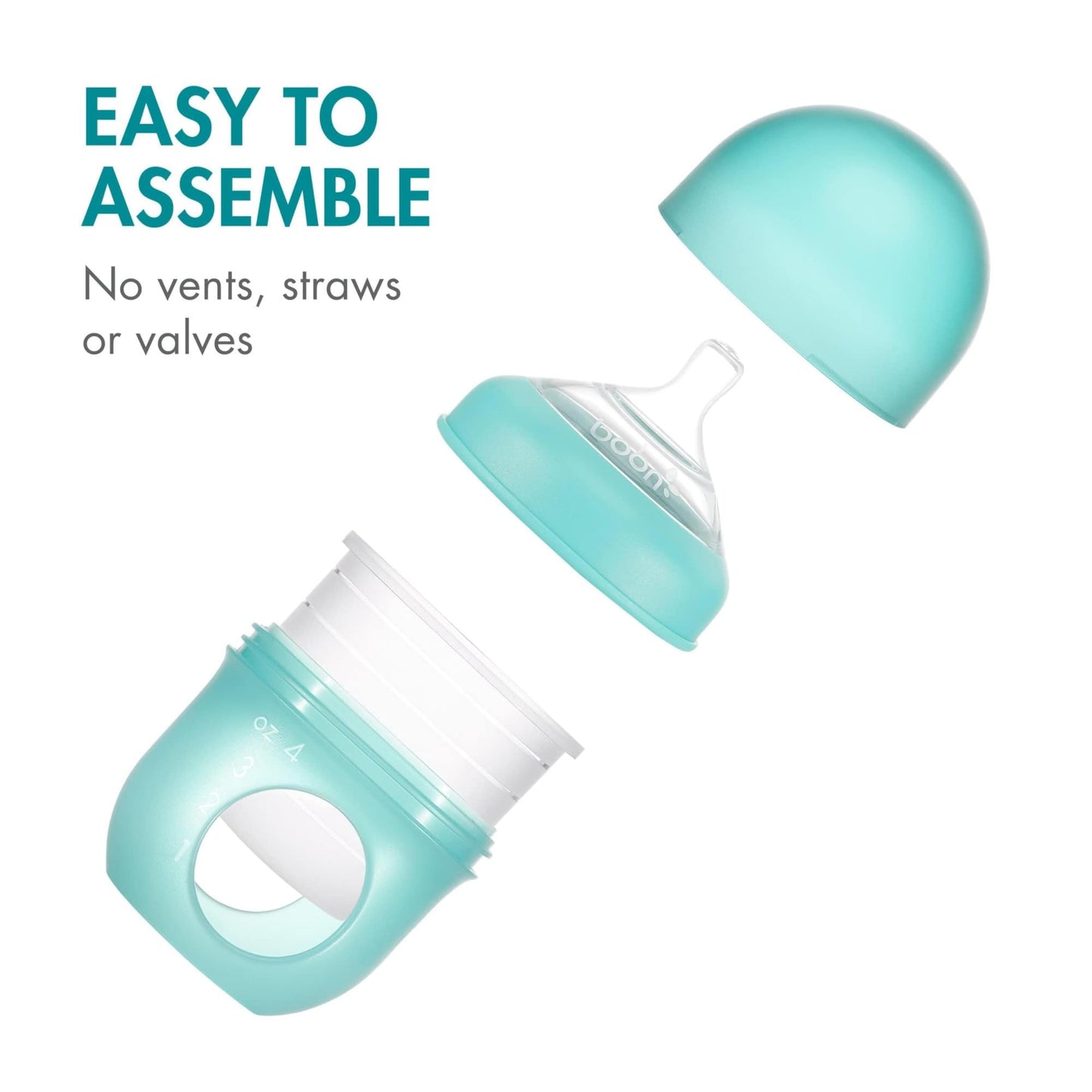 Boon Nursh Reusable Silicone Baby Bottles With Collapsible Silicone Pouch Design - Everyday Baby Essentials - 3 Count - Stage 1