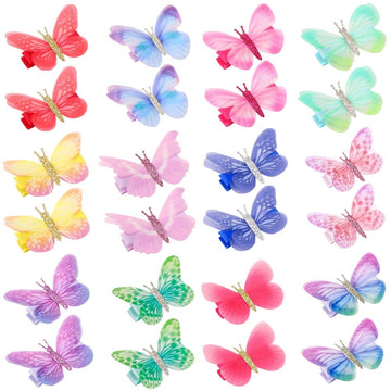 24 Pcs Baby Girls Hair Clips Butterfly Alligator Hair Clips Chiffon Hair Barrettes Hairpins Hair Accessories For Girl Teens Kids