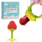 Babygo Silicone Fruit Food Nibbler & Infant Teether Set | BpaFree Pacifier Feeder With Soft Nipple Gum Soother, Baby Chew Toy F