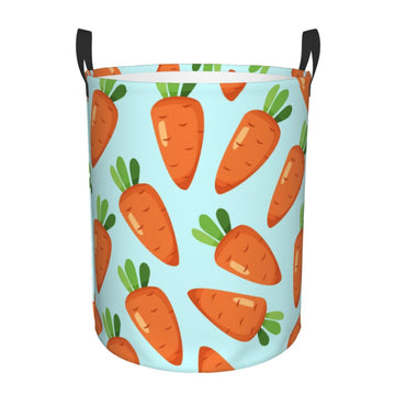 Pevtufa Cartoon Carrot Foldable Laundry Basket Organizer,Fabric Clothes Toy Storage Basket Nursery Hamper Storage Bin For Househ