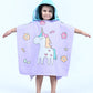 Yellow Bee Unicorn Hooded Poncho Towel for Girls (250 GSM) Purple, Aqua, White, 37 Years