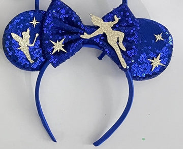 Clgift Princess Minnie Ears,Pick Your Color, Flower Minnie Ears, Floral Minnie Ears, Purple Sparkle Mouse Ears (Peter Pan Flight