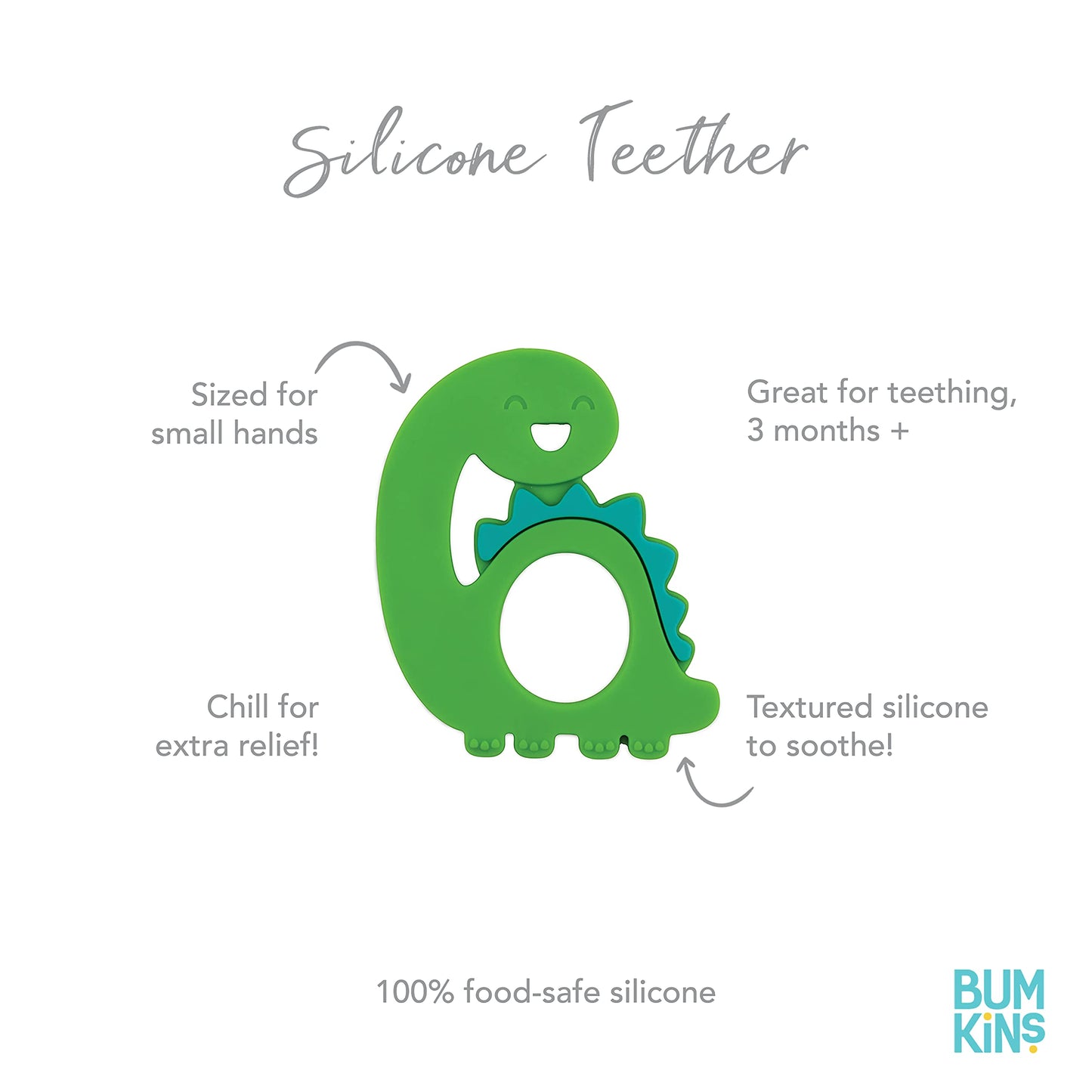 BUMK SLCN TEETHER DINO ( 1 X 1 CT   )