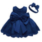 Baby Christmas Embroidery Lace Dresses Little Kid Easter Halloween Wedding Formal Event Dress (Navy 8348,24M)