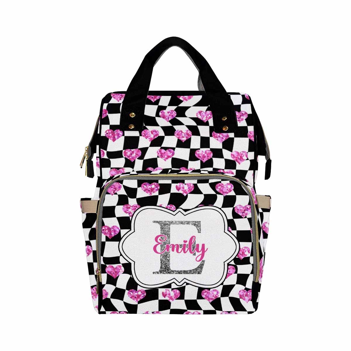 Customized School Bag With Name, Large Capacity Waterproof Diaper Bag, Personalized Monogram Nappy Backpack With Thermal Pockets