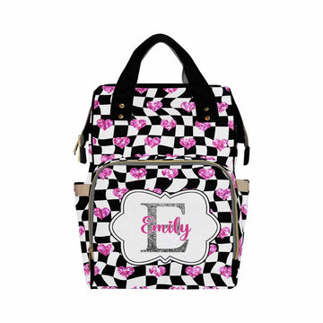 Customized School Bag With Name, Large Capacity Waterproof Diaper Bag, Personalized Monogram Nappy Backpack With Thermal Pockets