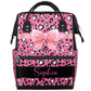 Leopard Print Bow Diaper Backpack Diaper Bags for Baby Girls Boys Nappy Bag with Name Stroller Backpack for Travel with Baby