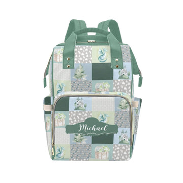Noverbibi Custom Cute Dragon Baby Diaper Bag with Name - Personalized Nursing Travel Tote Backpack for Mom or Dad, Custom Name B