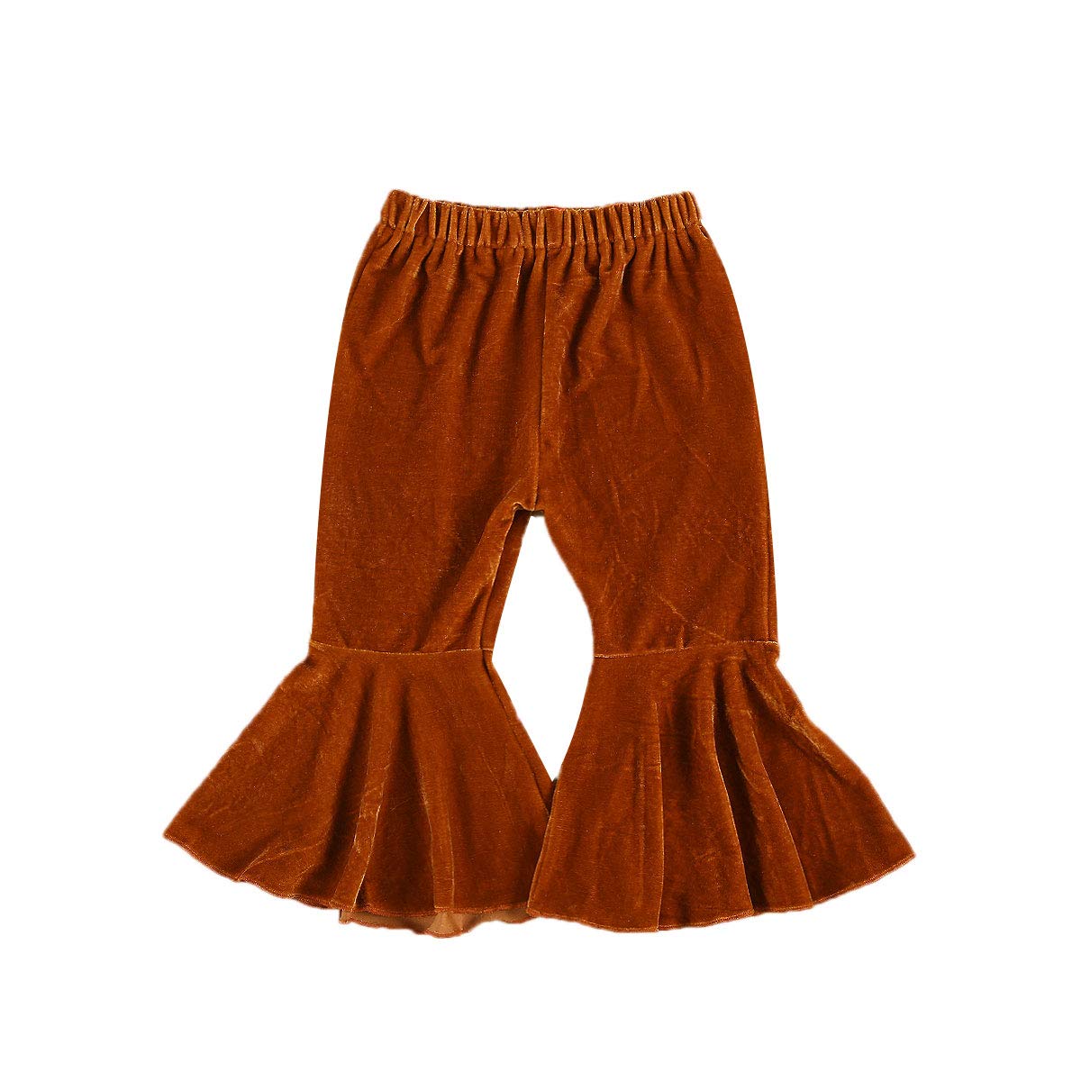 Toddler Bell Bottoms Baby Girls Ruffle Leggings Bell-Bottomed Flare Pants Trousers (D-Orange, 5-6T)