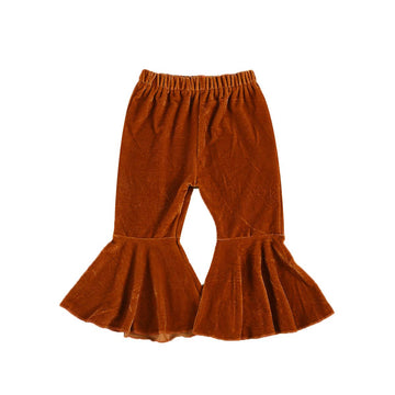 Toddler Bell Bottoms Baby Girls Ruffle Leggings Bell-Bottomed Flare Pants Trousers (D-Orange, 2-3T)
