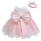 Girl Dresses Bowknot Lace Pageant Party Wedding Flower Girl Dress Baby Pink 5-6Years