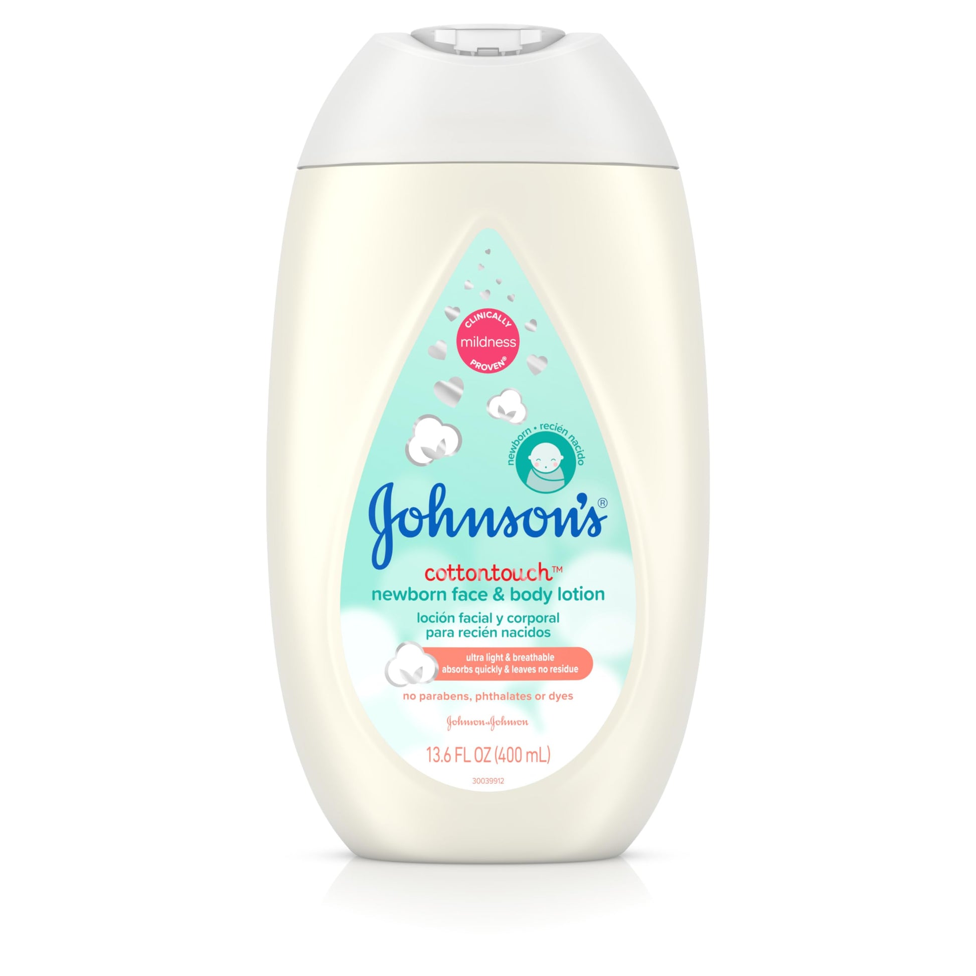 Johnson'S Cottontouch Newborn Baby Face And Body Lotion, Hypoallergenic Moisturization For Baby'S Skin, Made With Real Cotton, P