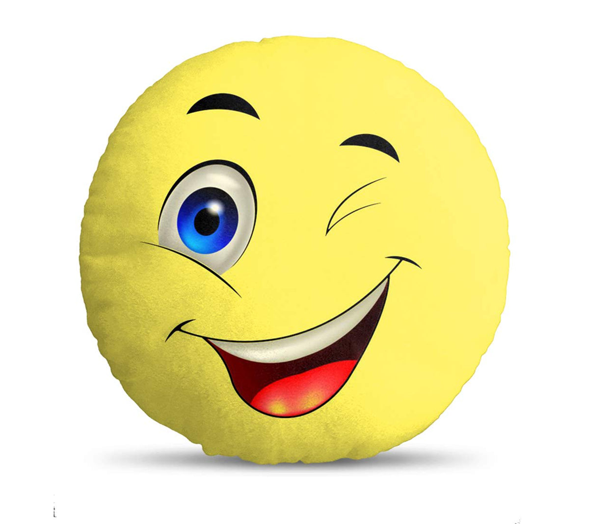 Kesar Enterprises Velvet Smiley Emoji Cushion  14x14 Inch, Multicolor