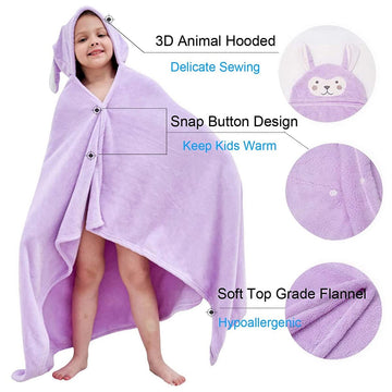 Vauwmsr Kids Hooded Beach Bath Towel Blanket Soft Warm Absorbent Swimming Poncho Shower Towel For Boys Girls, 55' X 28'