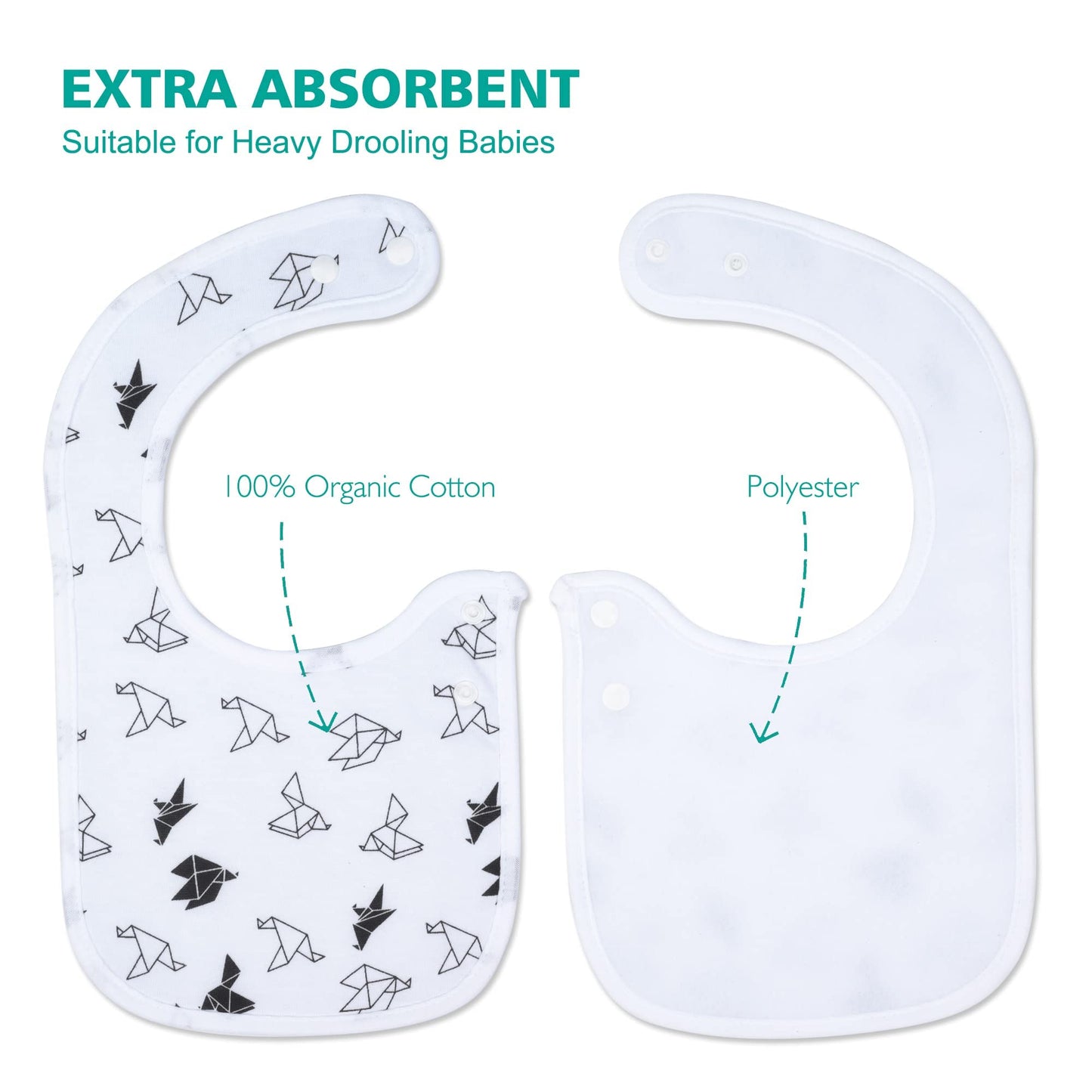 Benoxine Baby Bandana Drool Bibs Soft and Absorbent 100% Organic Cotton Bandana Bibs Set for Boys Girls Newborn Unisex Plain Col