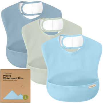 3-Pack Waterproof Baby Bibs For Eating - Lightweight Baby Bib With Food Catcher, Mess Proof Toddler Bibs, Waterproof Bibs For Ba