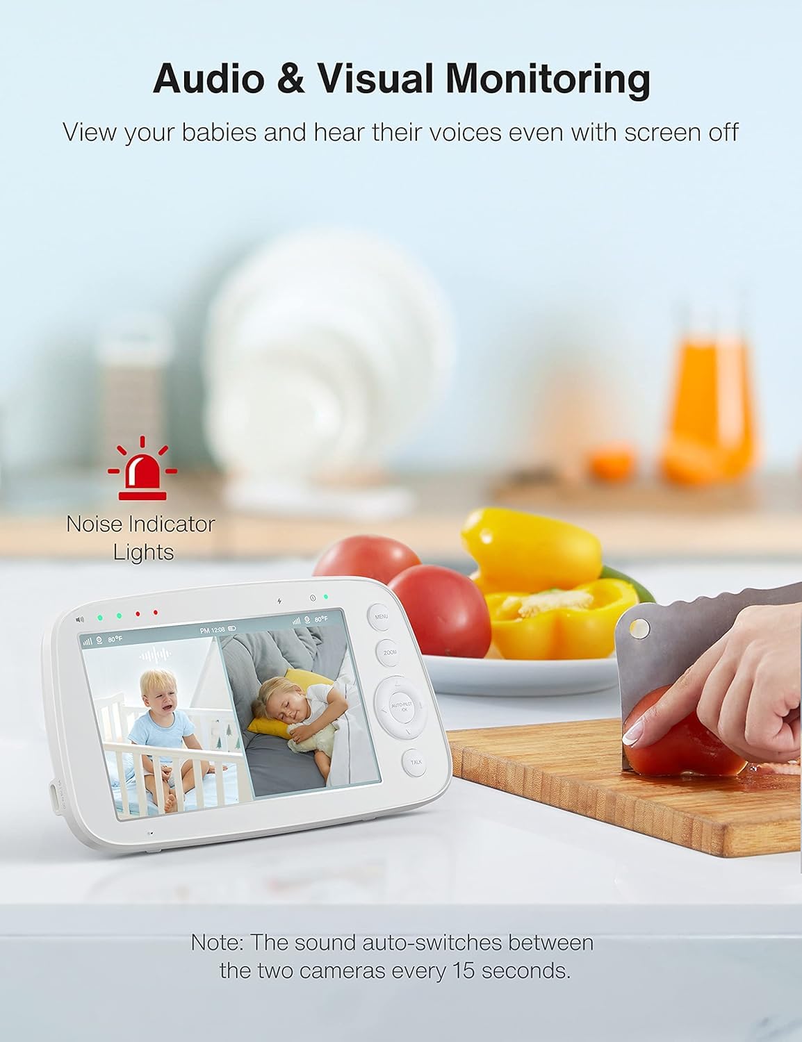 Hipp Video Baby Monitor Screen, 5    Parent Unit For Vava, Single Split-Screen, Infrared Night Vision, 2X 4X Zoom, 900Ft Long Ra