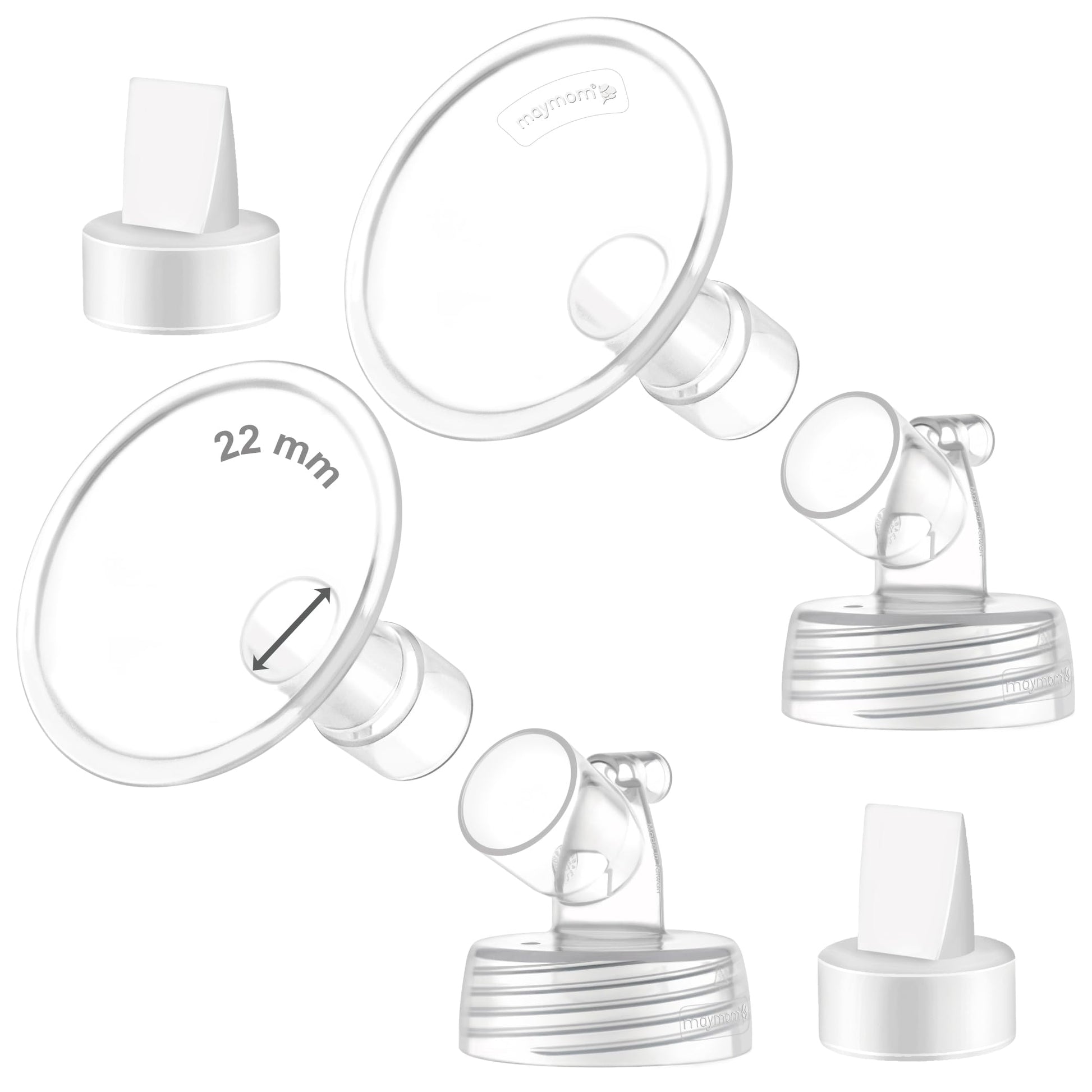 2X 22 Mm Maymom Two-Piece Wide Neck Pump Parts Compatible With Spectra S1,Spectra S2 Pumps And 2 Valves; Incl Wide Mouth Flanges