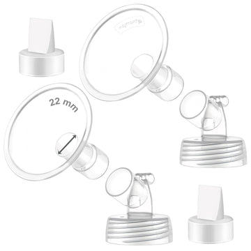2X 22 Mm Maymom Two-Piece Wide Neck Pump Parts Compatible With Spectra S1,Spectra S2 Pumps And 2 Valves; Incl Wide Mouth Flanges