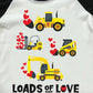 Tkria Valentine Day Toddler Boys Tractor Love Heart Shirts Tops Excavator Raglan Long Sleeve Kids Vday Holiday Clothes 5T