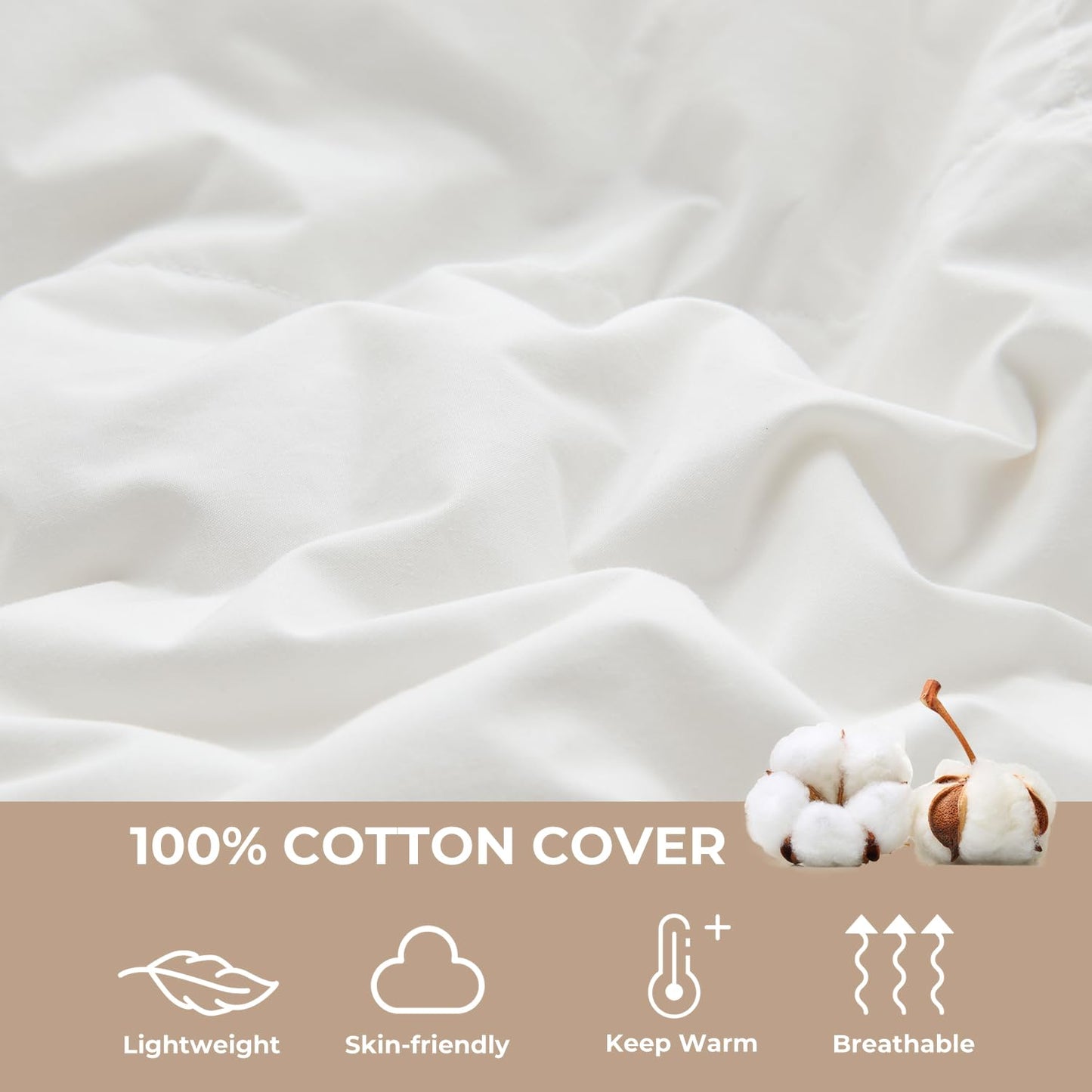Toddler/Travel/Crib Goose Down Comforter Duvet/Blanket Multifunctional,100% Organic Cotton Washable Unisex Kids,All Season,White