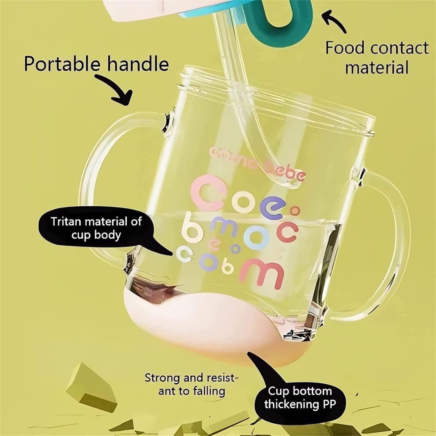 Whale Squirt Drinking Cup - Cute Water Bottle With Spray, Leak Proof Weighted Straw For Kids (350Ml/Green)