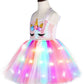 Tutu Dreams Led Unicorn Dress For Girls Rainbow Light Up Halloween Costumes Christmas Gifts (Pink, 9-10 Years)