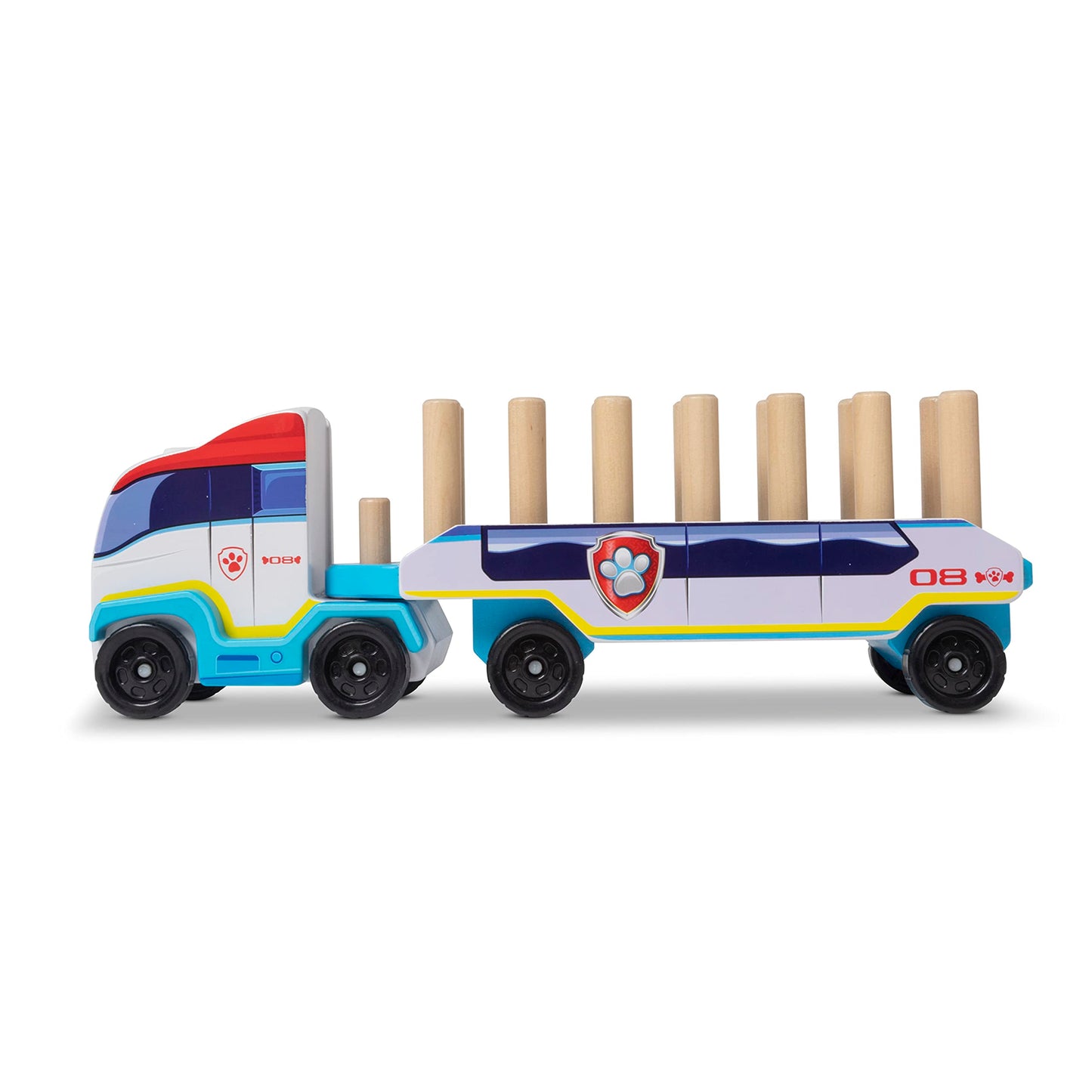 Melissa & Doug PAW Patrol Wooden ABC Block Truck (33 Pieces) - Sort And Stack Toys, Alphabet Blocks For Toddlers, Vehicle Toys F