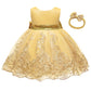 Cmmchaah Princess Girls Lace Embroidery Bow Toddler Dresses Cute Sleeveless New Year Prom Dresses For Baby (Yellow,110)
